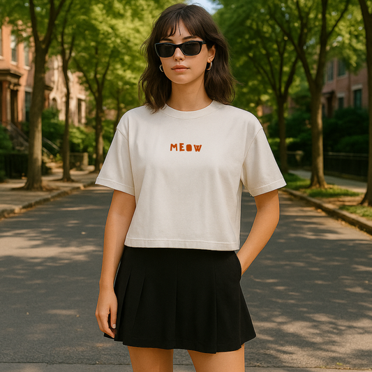 Cat Lady Suga Bias Boxy Crop Tee, Front/Back Design