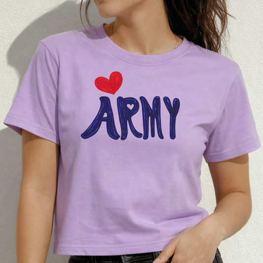 Borahae ARMY Heart Boxy Crop Tee