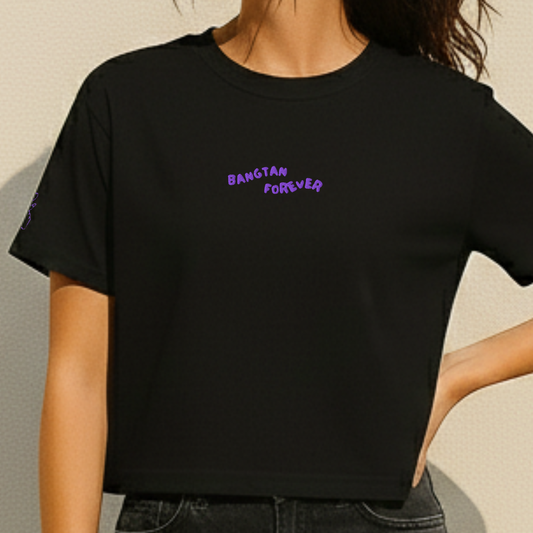 Bangtan Forever Embroidered Boxy Crop Tee