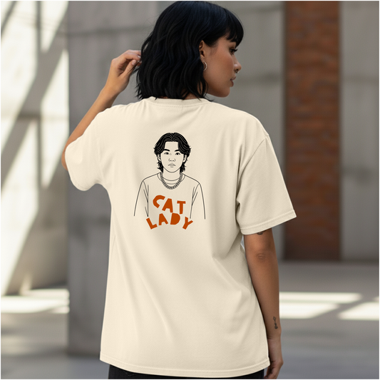 Cat Lady Suga Bias Relaxed Tee, Front/Back Design