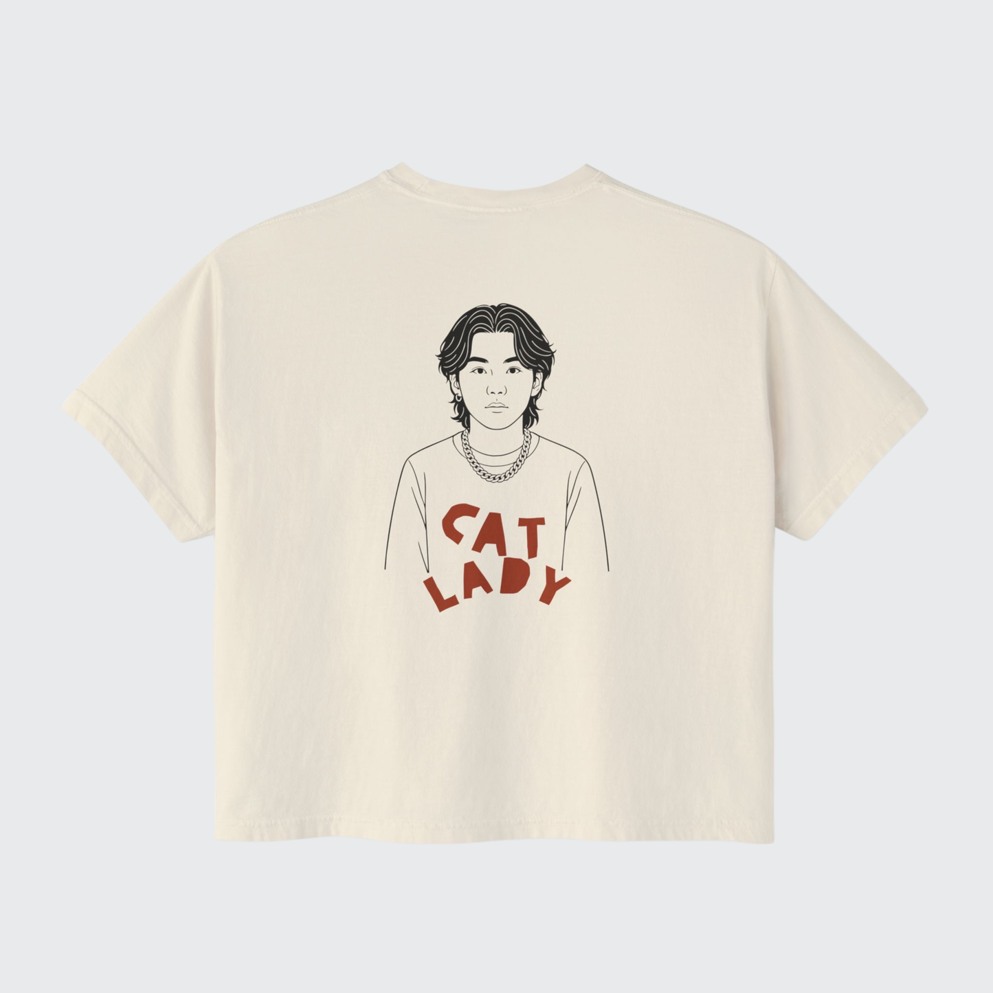 Cat Lady Suga Bias Boxy Crop Tee, Front/Back Design