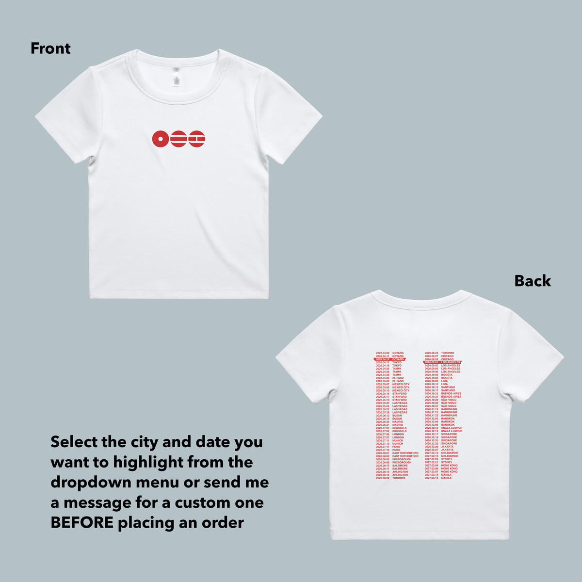 Arirang Tour Baby Tee - Custom Concert Date