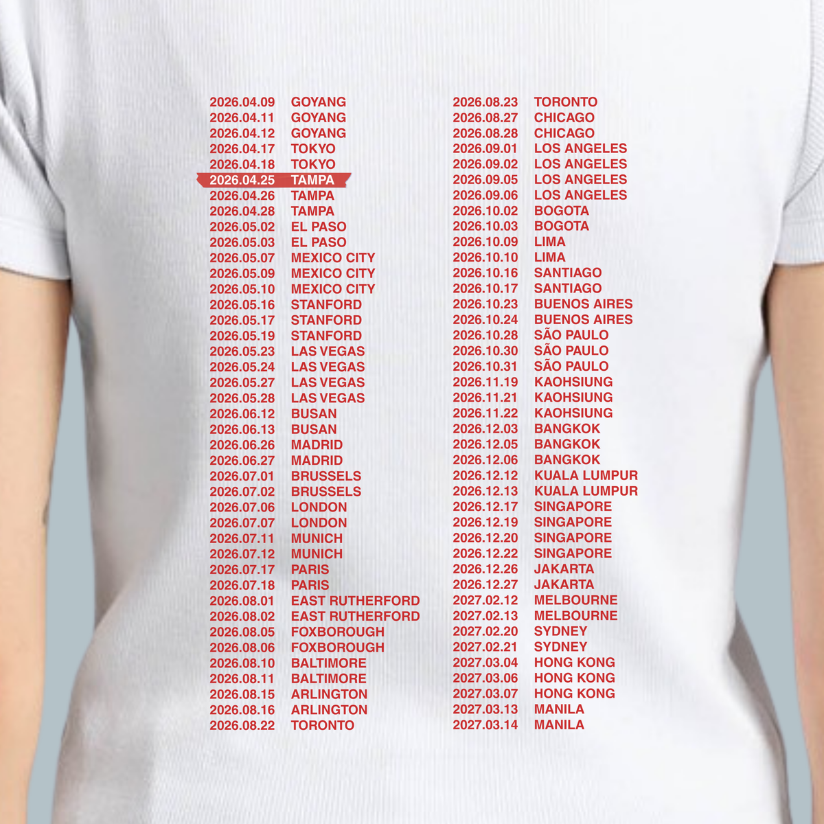 Arirang Tour Baby Tee - Custom Concert Date