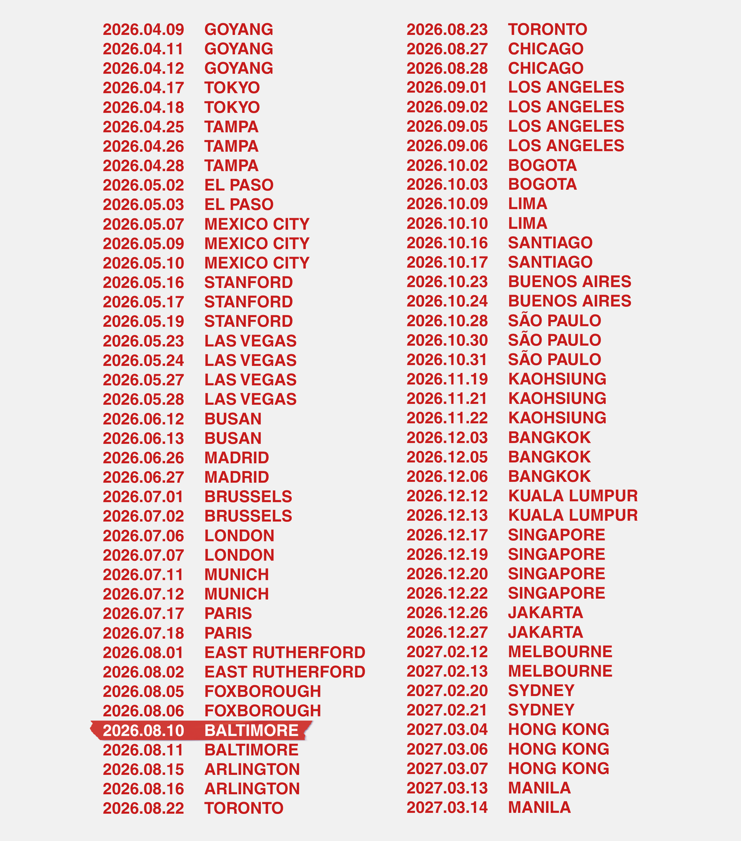 Arirang Tour Baby Ringer Tee - Custom Concert Date