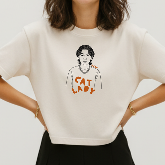 Cat Lady Suga Bias Boxy Crop Tee, Front Only Design