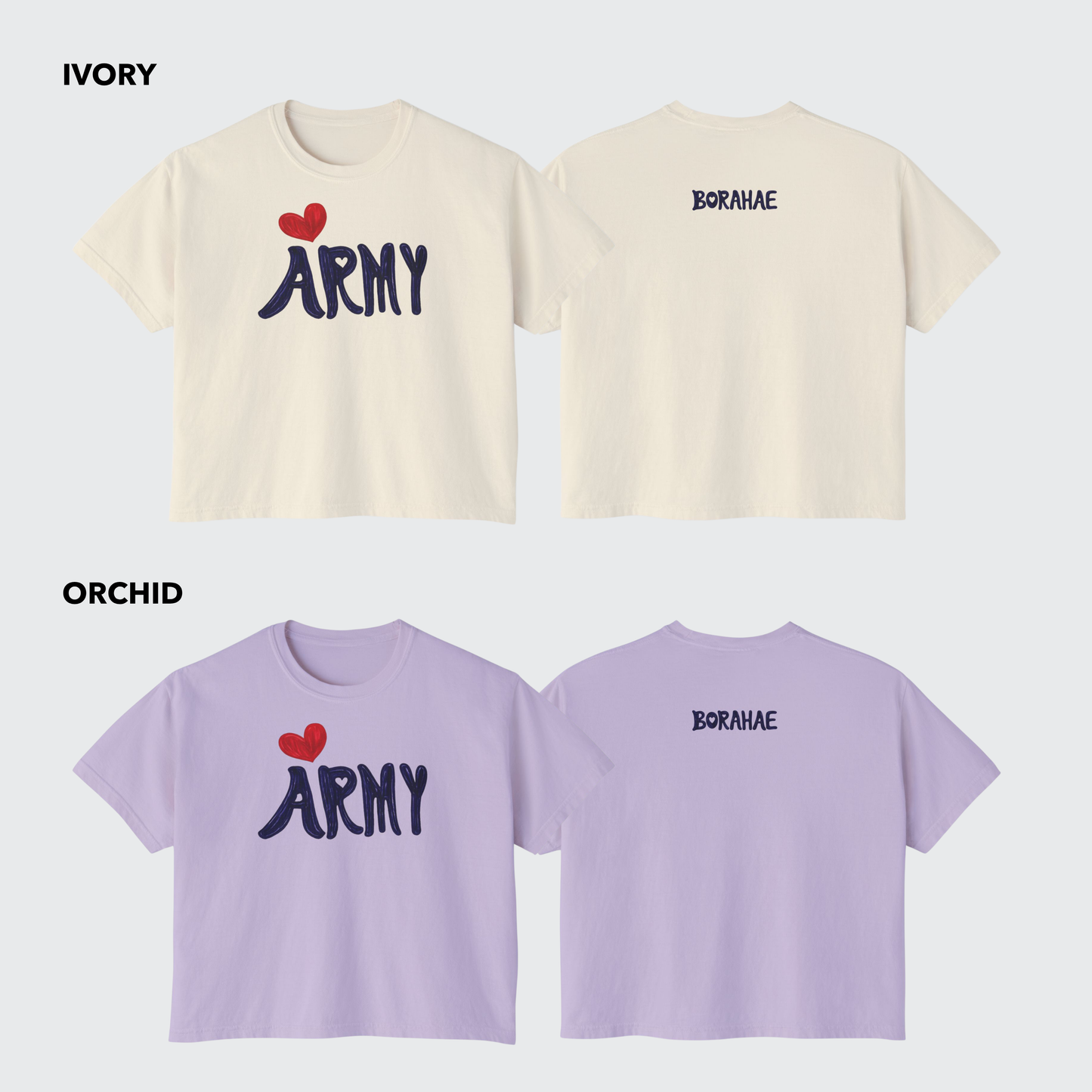 Borahae ARMY Heart Boxy Crop Tee