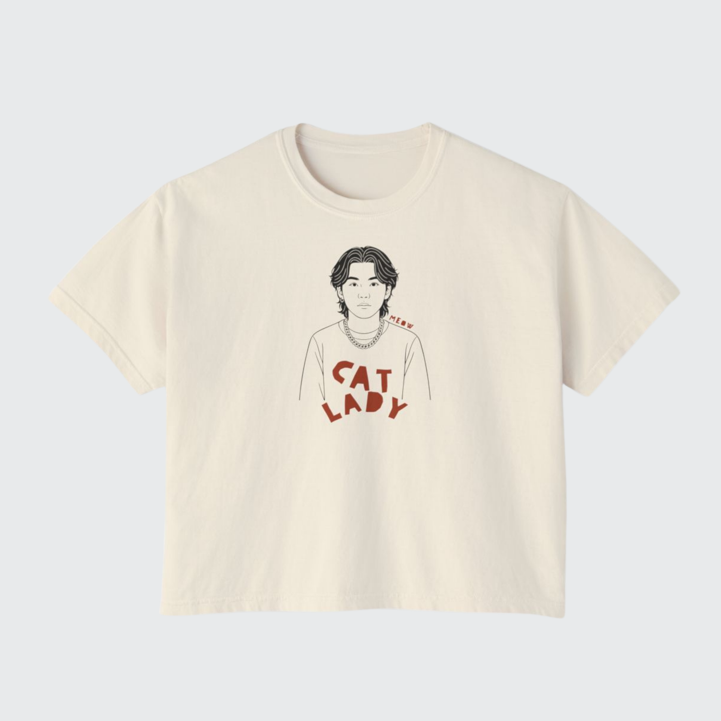 Cat Lady Suga Bias Boxy Crop Tee, Front Only Design