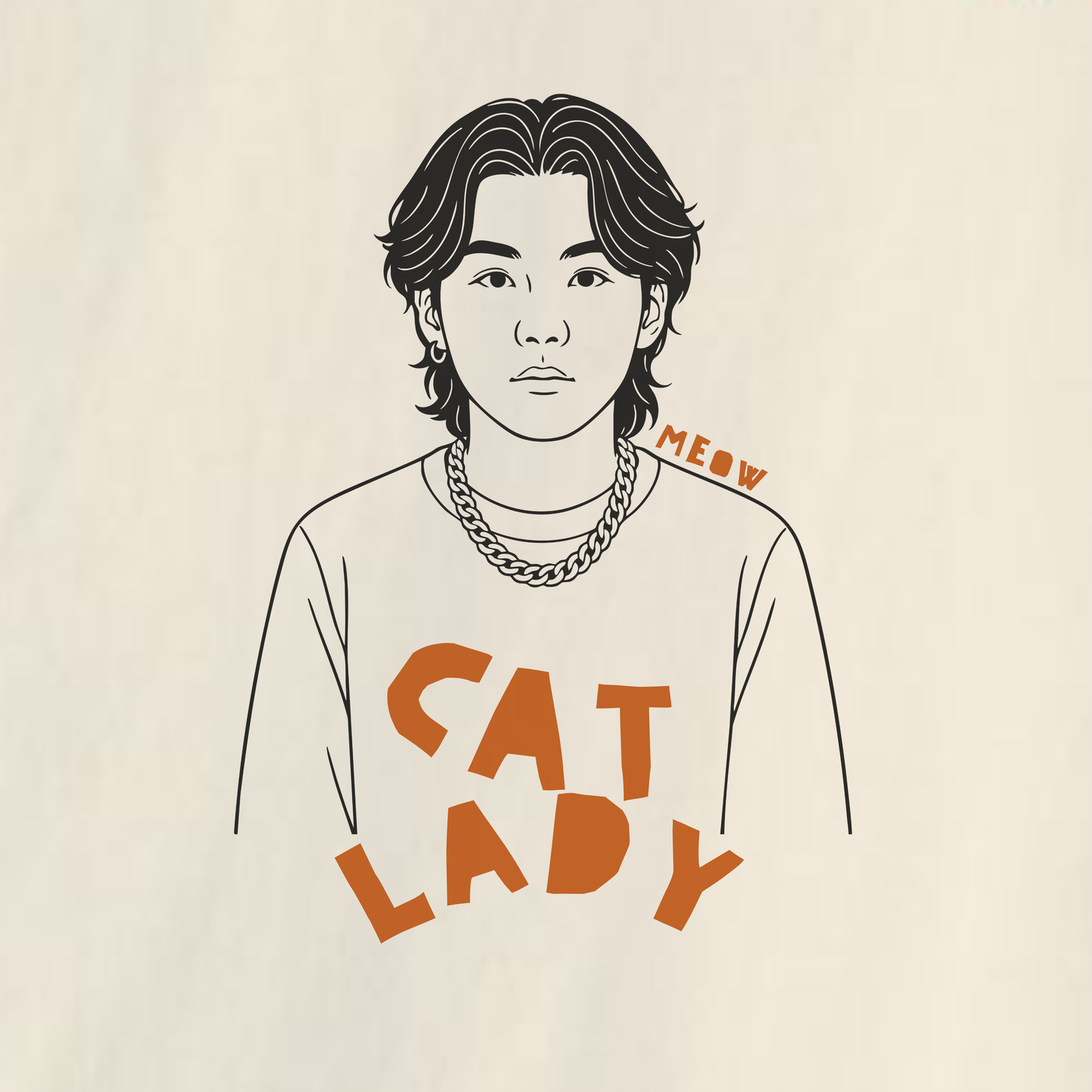 Cat Lady Suga Bias Boxy Crop Tee, Front Only Design