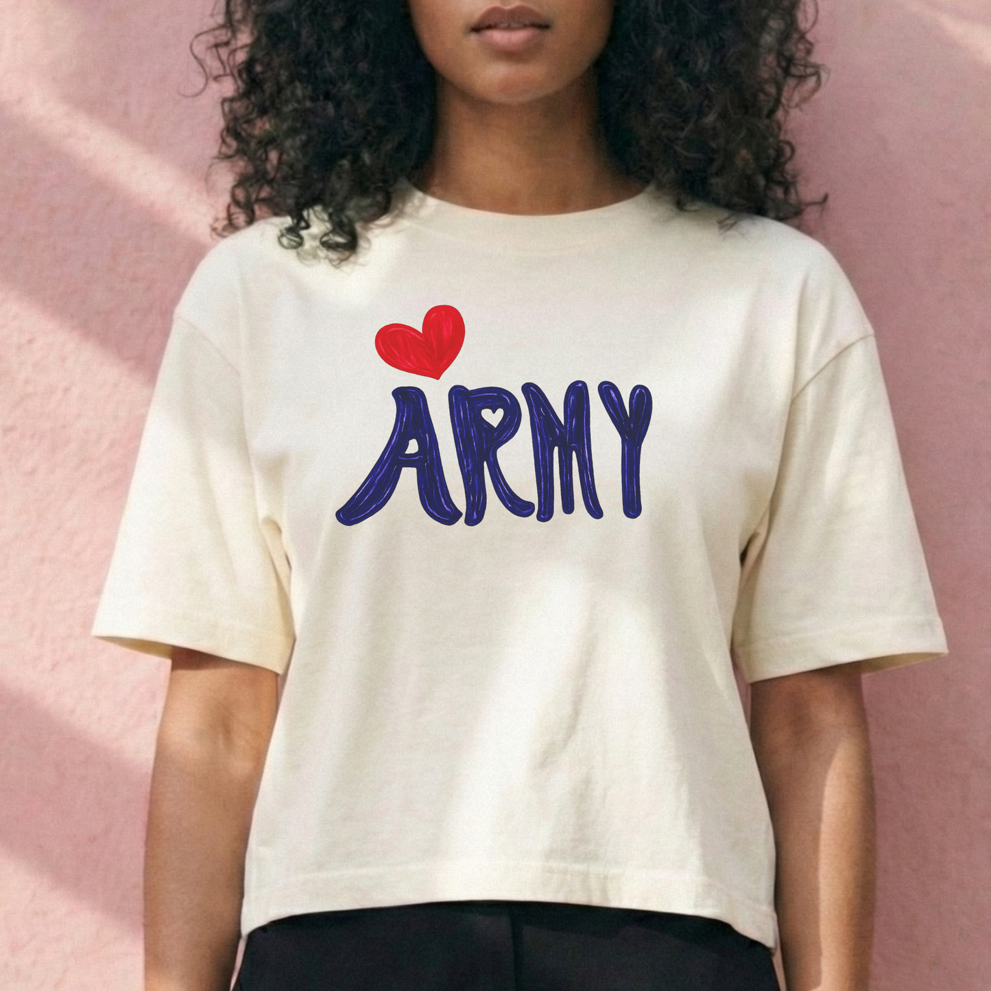 Borahae ARMY Heart Boxy Crop Tee