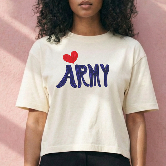 Borahae ARMY Heart Boxy Crop Tee