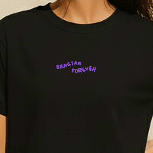Bangtan Forever Embroidered Boxy Crop Tee