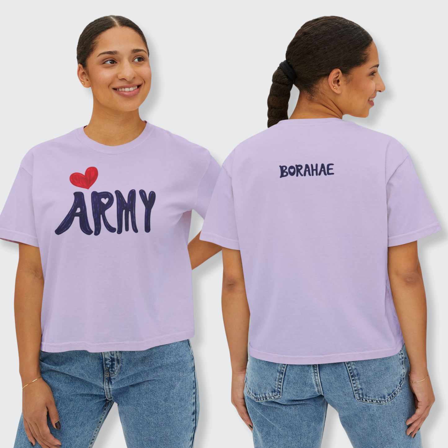 Borahae ARMY Heart Boxy Crop Tee