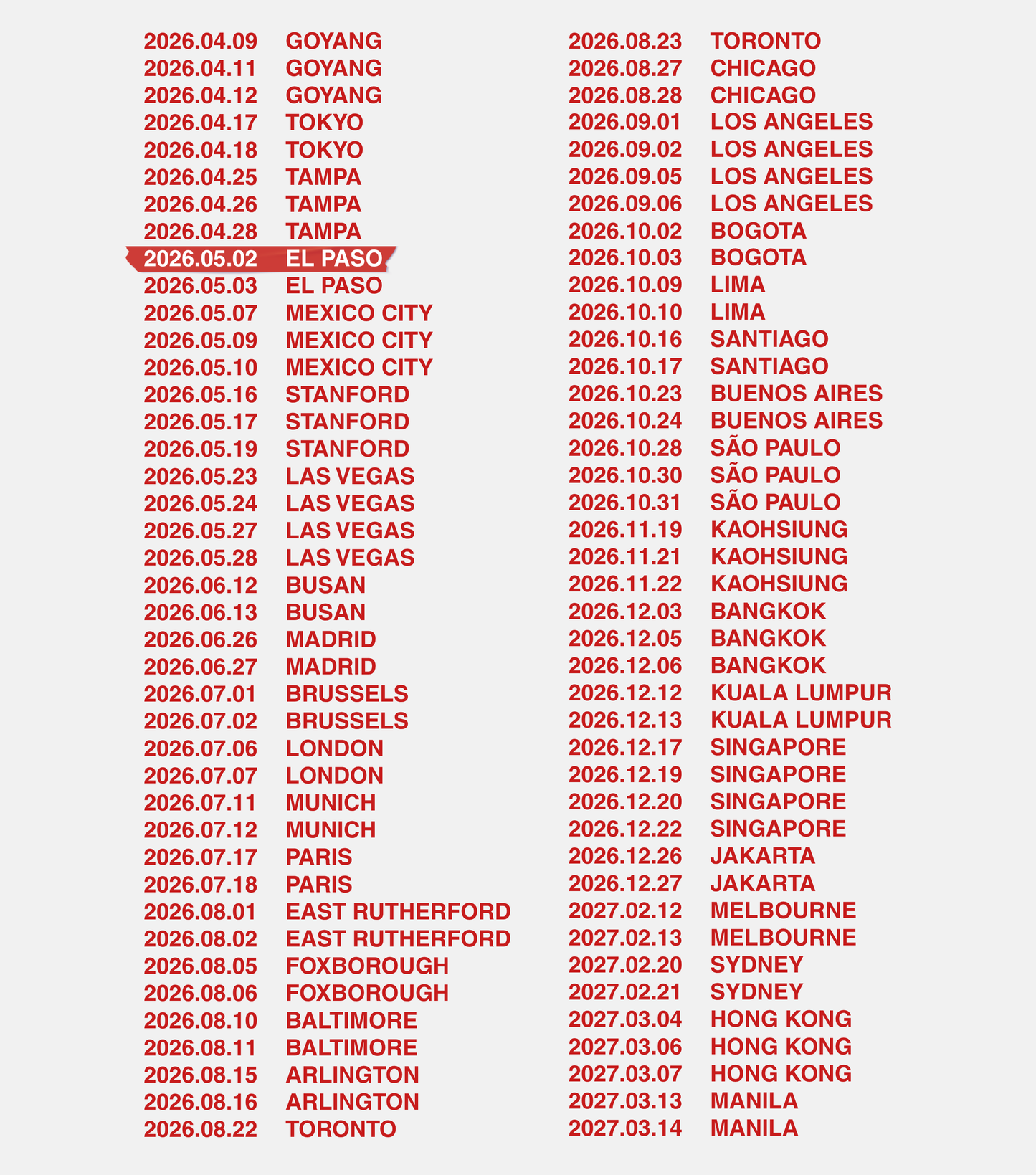 Arirang Tour Baby Ringer Tee - Custom Concert Date