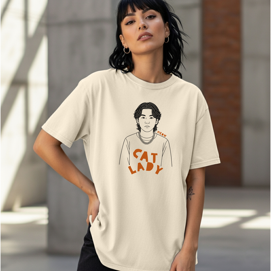 Cat Lady Suga Bias Relaxed Tee, Front Only Design