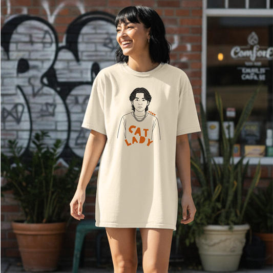 Cat Lady Suga Bias Relaxed Tee, Front Only Design