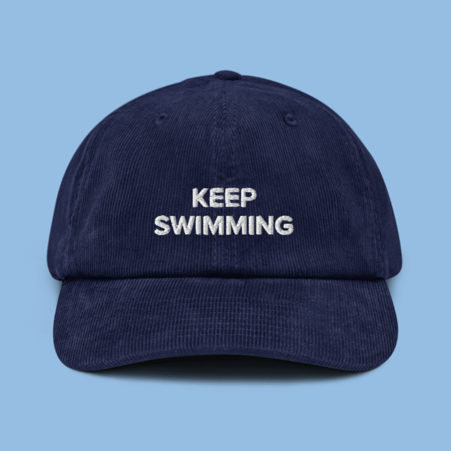 Keep Swimming Corduroy Embroidered Dad Hat