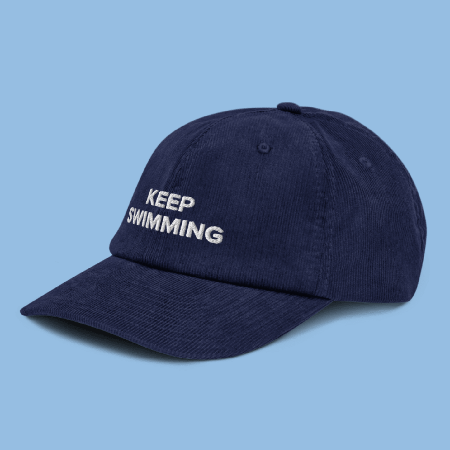 Keep Swimming Corduroy Embroidered Dad Hat