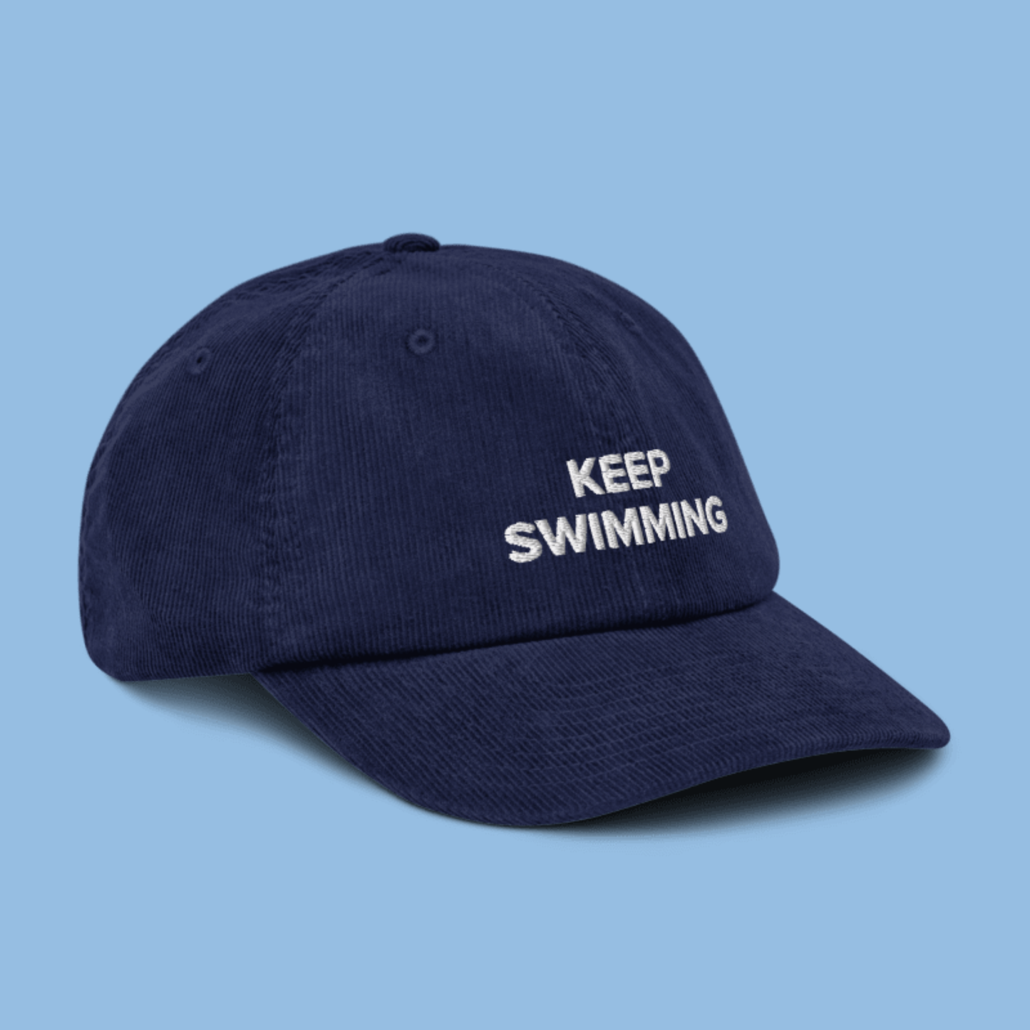 Keep Swimming Corduroy Embroidered Dad Hat