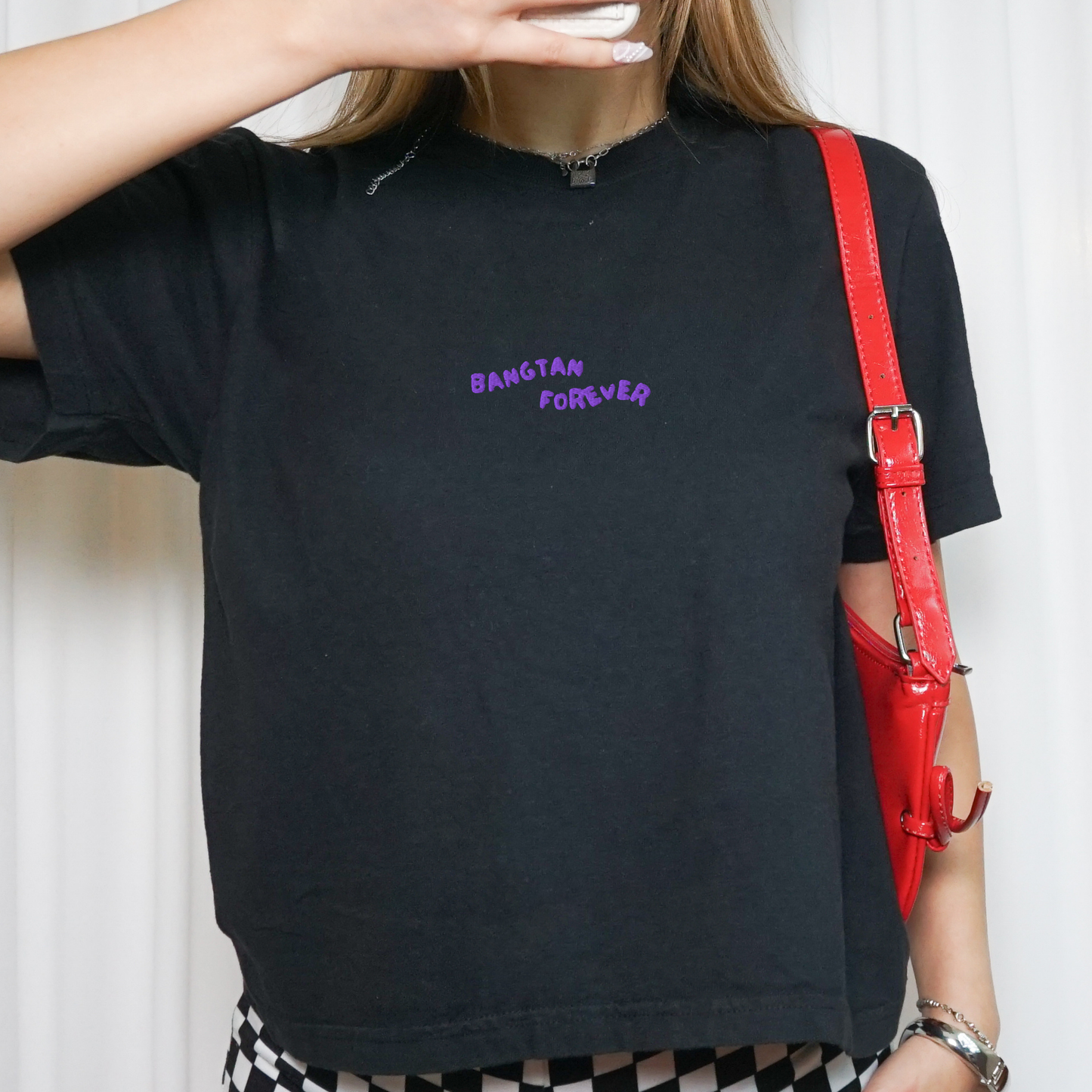 Bangtan Forever Embroidered Boxy Crop Tee