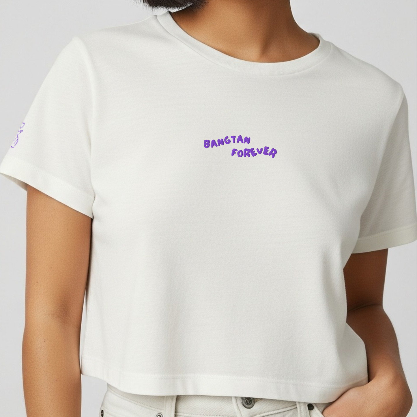Bangtan Forever Embroidered Boxy Crop Tee