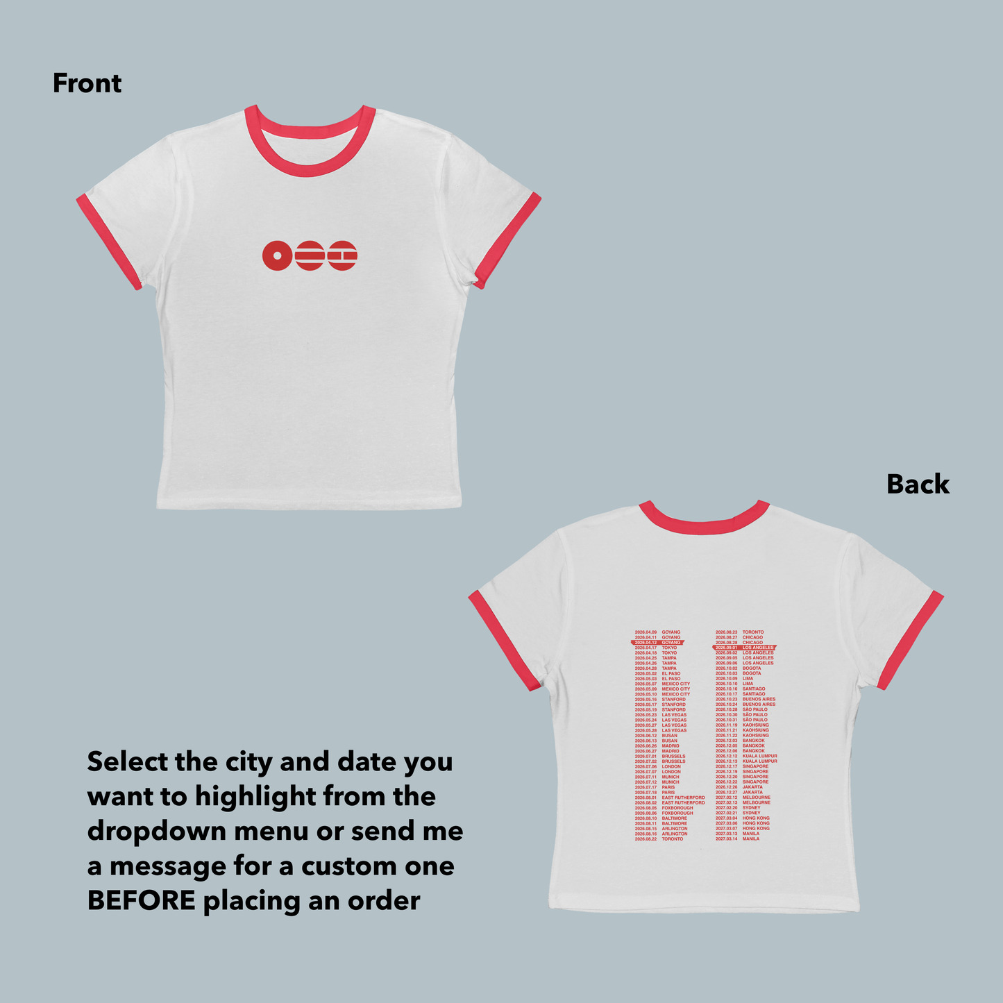 Arirang Tour Baby Ringer Tee - Custom Concert Date