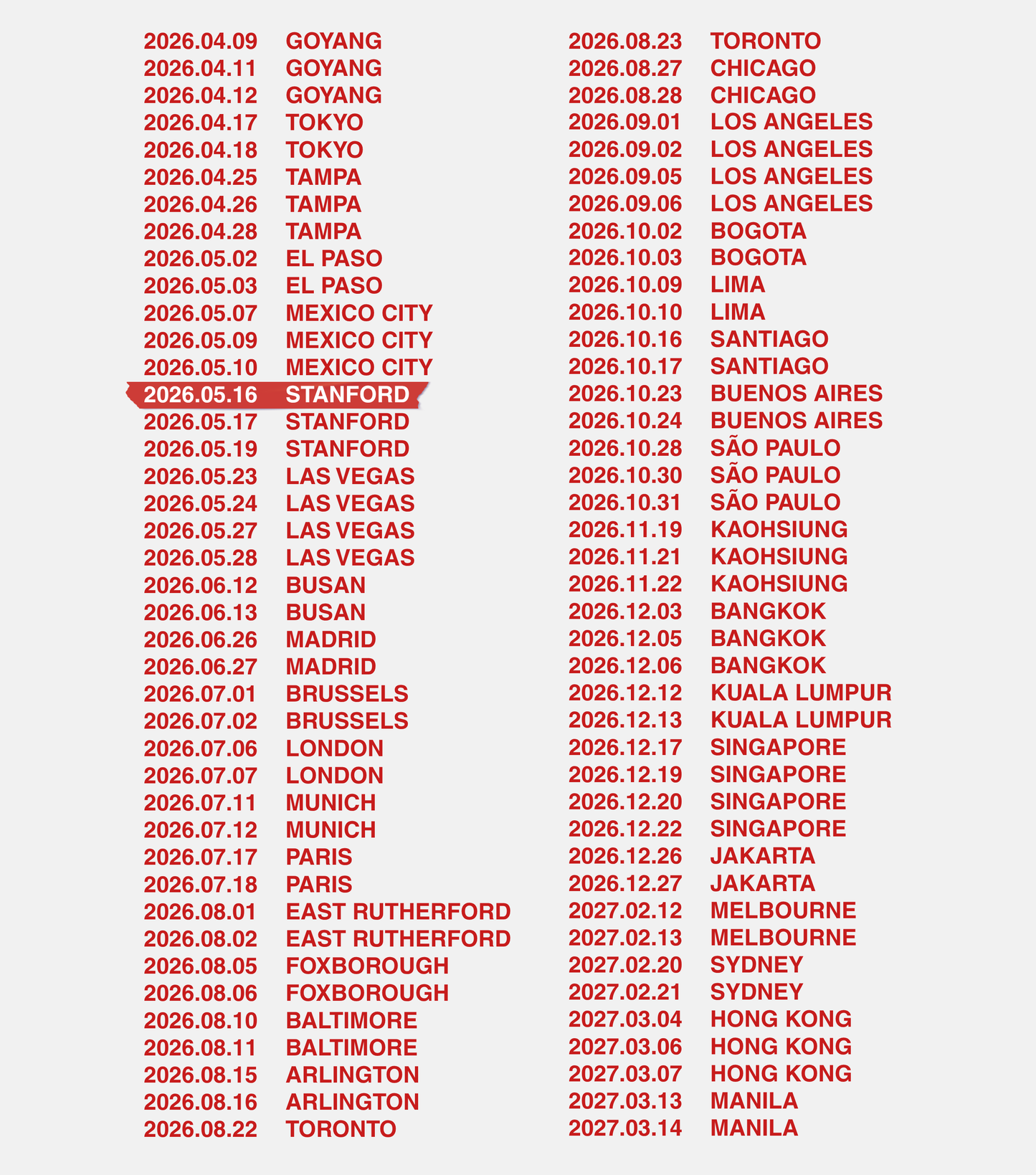 Arirang Tour Baby Ringer Tee - Custom Concert Date