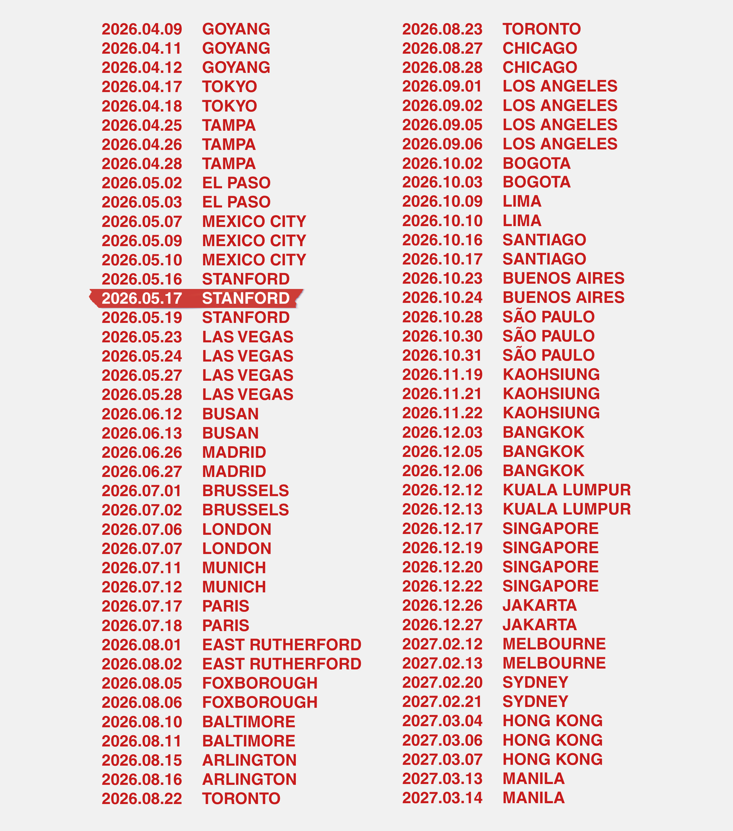 Arirang Tour Baby Ringer Tee - Custom Concert Date
