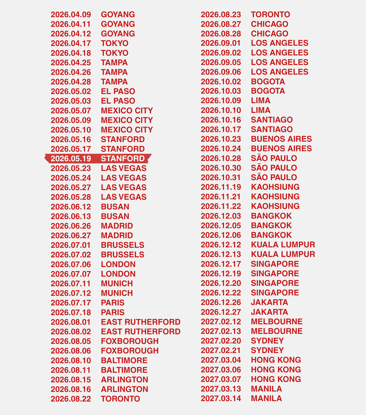 Arirang Tour Baby Ringer Tee - Custom Concert Date