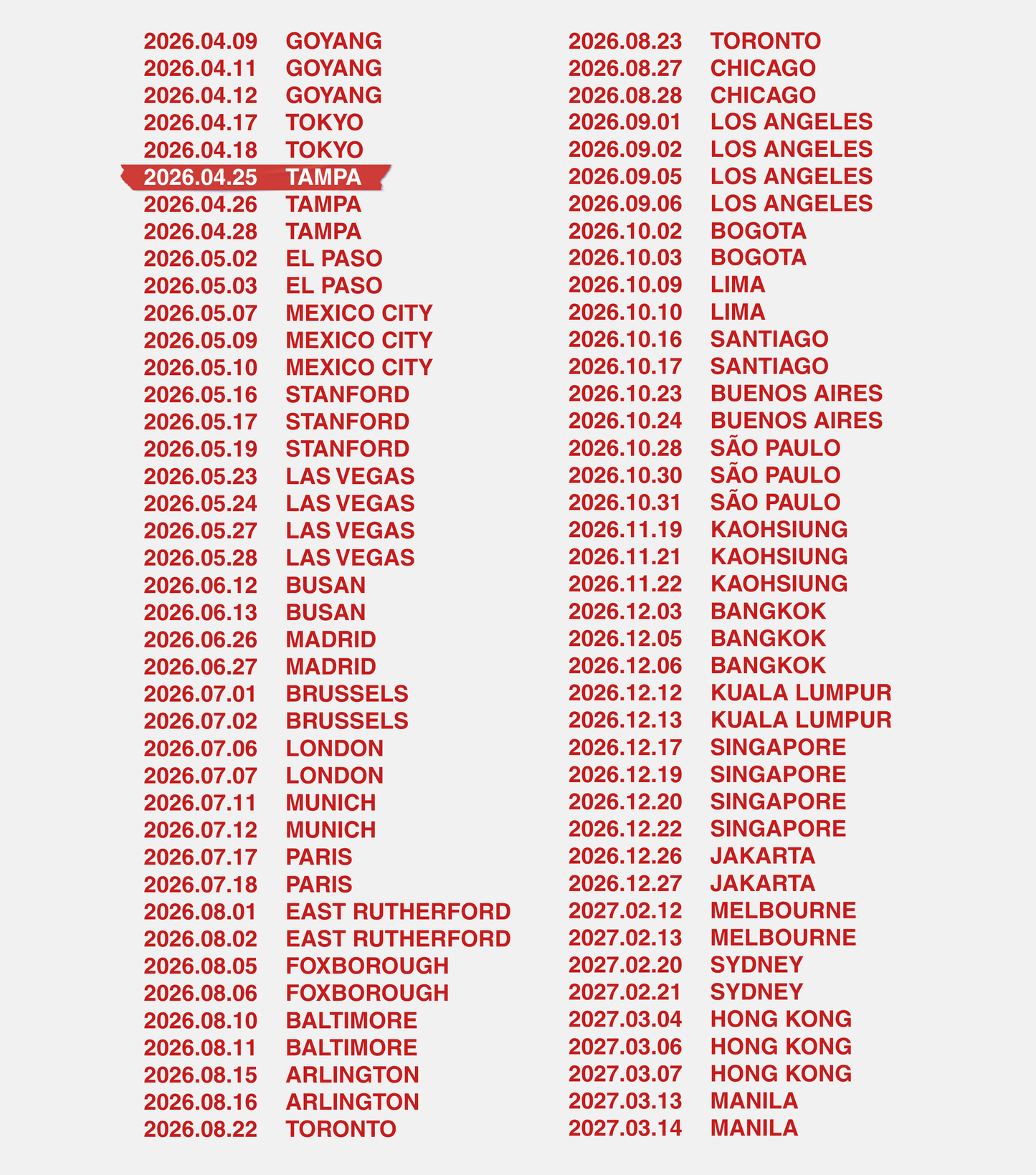 Arirang Tour Baby Ringer Tee - Custom Concert Date