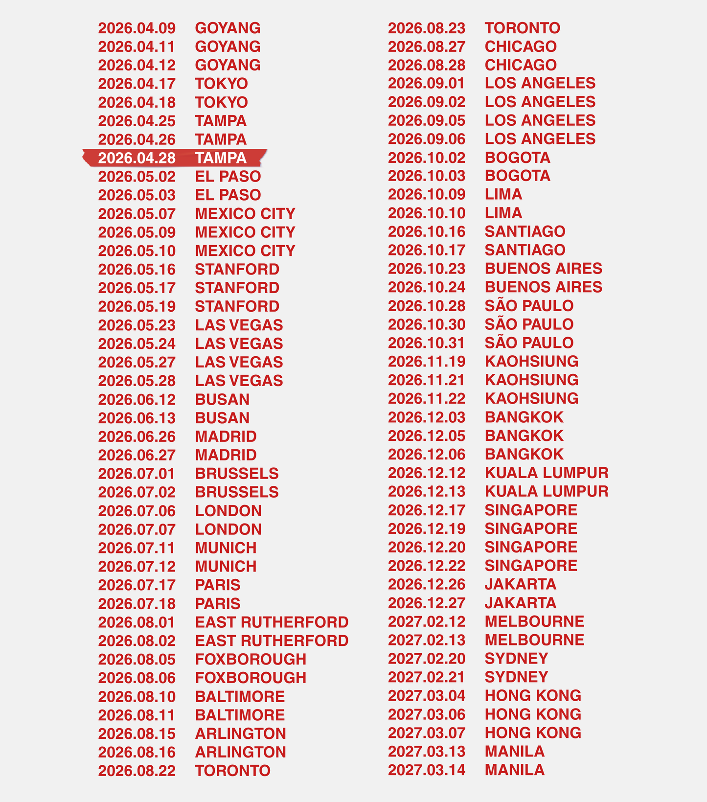 Arirang Tour Baby Ringer Tee - Custom Concert Date